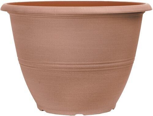 2Pc Peach Terracotta Plastic Plant Pots 31cm Tall Round 10L Tub Garden Planters