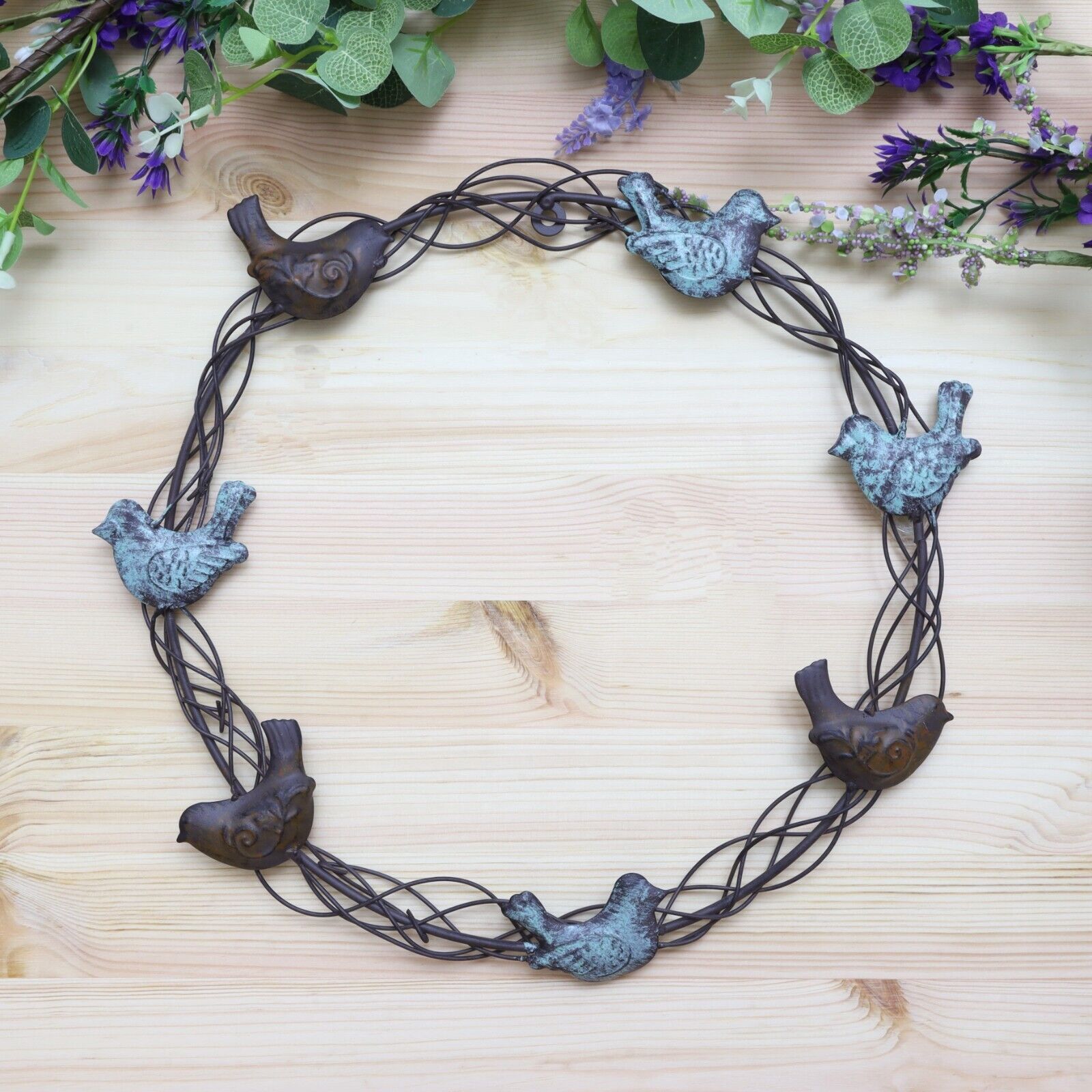 35cm Metal Wreath Birds Shabby Chic Vintage French Country Style Door Wall Decor