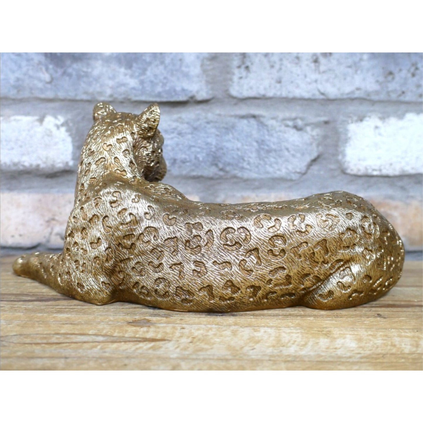 Gold Resin Laying Leopard Ornament Cat Figure Figurine Statue Sculpture Decor