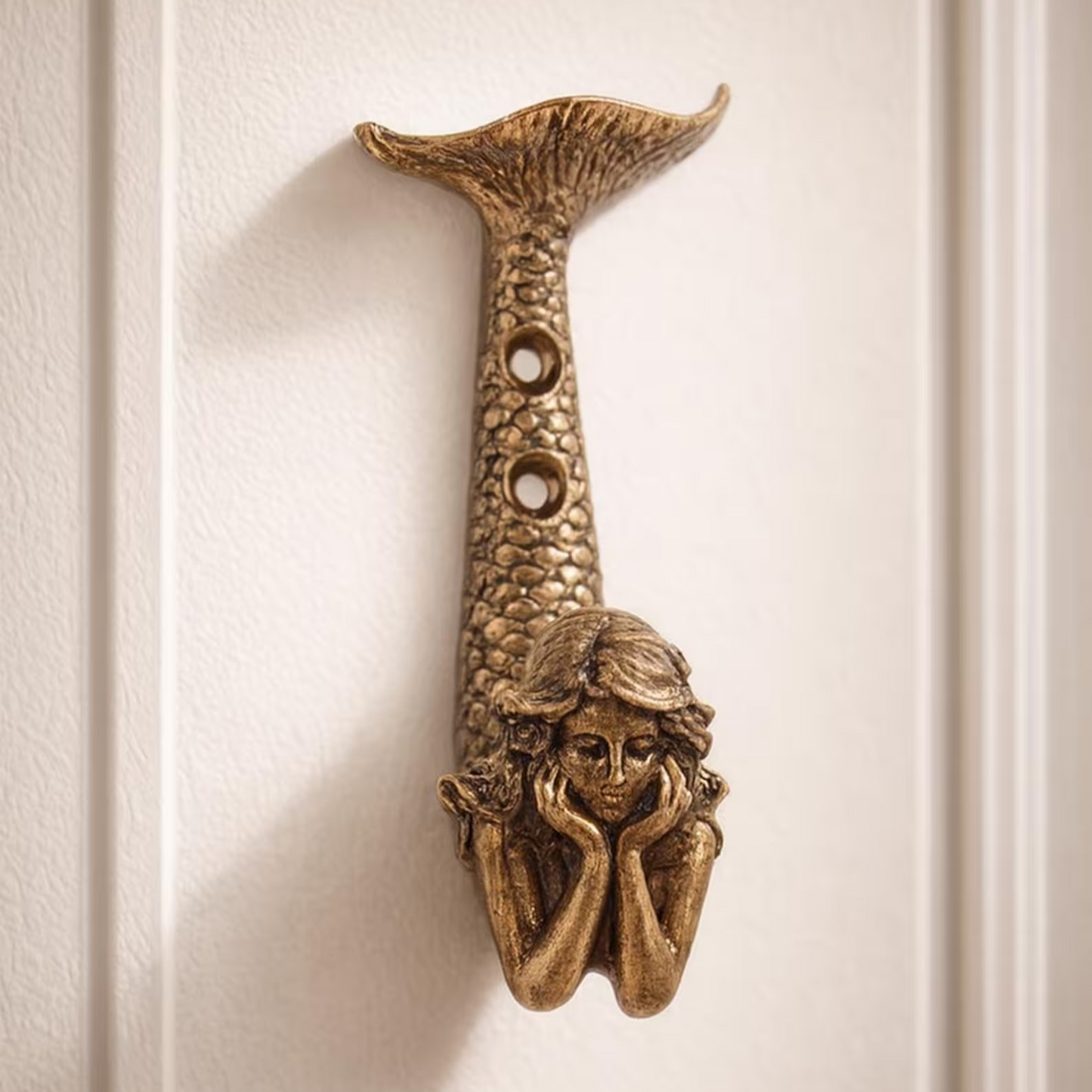 Metal Gold Mermaid Wall Hook Vintage Nautical Coat Key Towel Hanger Bathroom