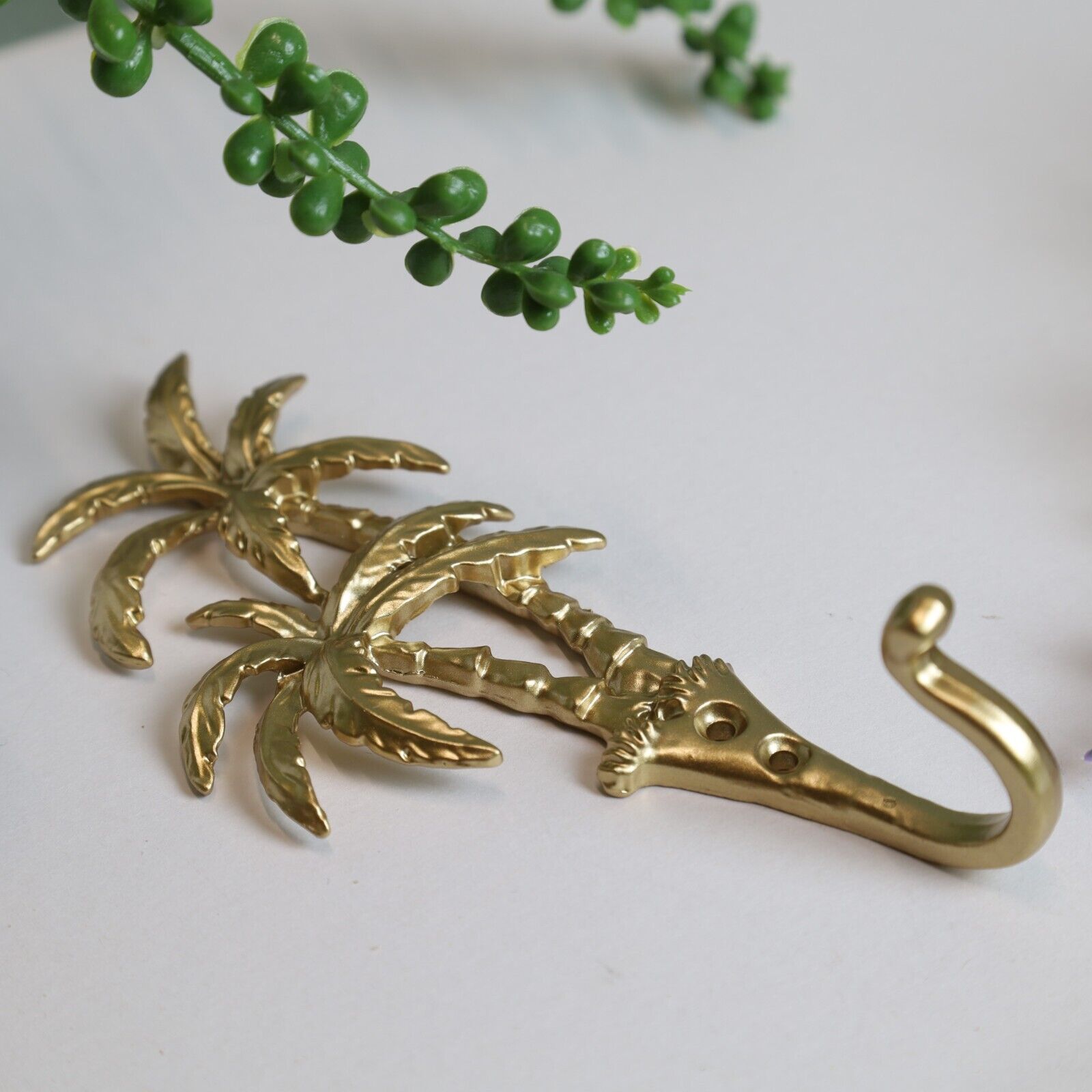 Palm Tree Gold Wall Hook Metal Clothes Scarf Leads Keys Hanger Home Decor Hooks