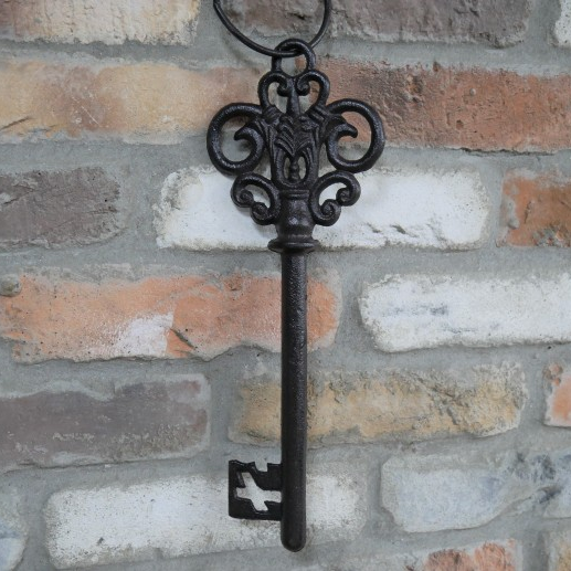Cast Iron Brown Antique Giant Vintage Key Wall Hanging Sign Art Ornament Decor