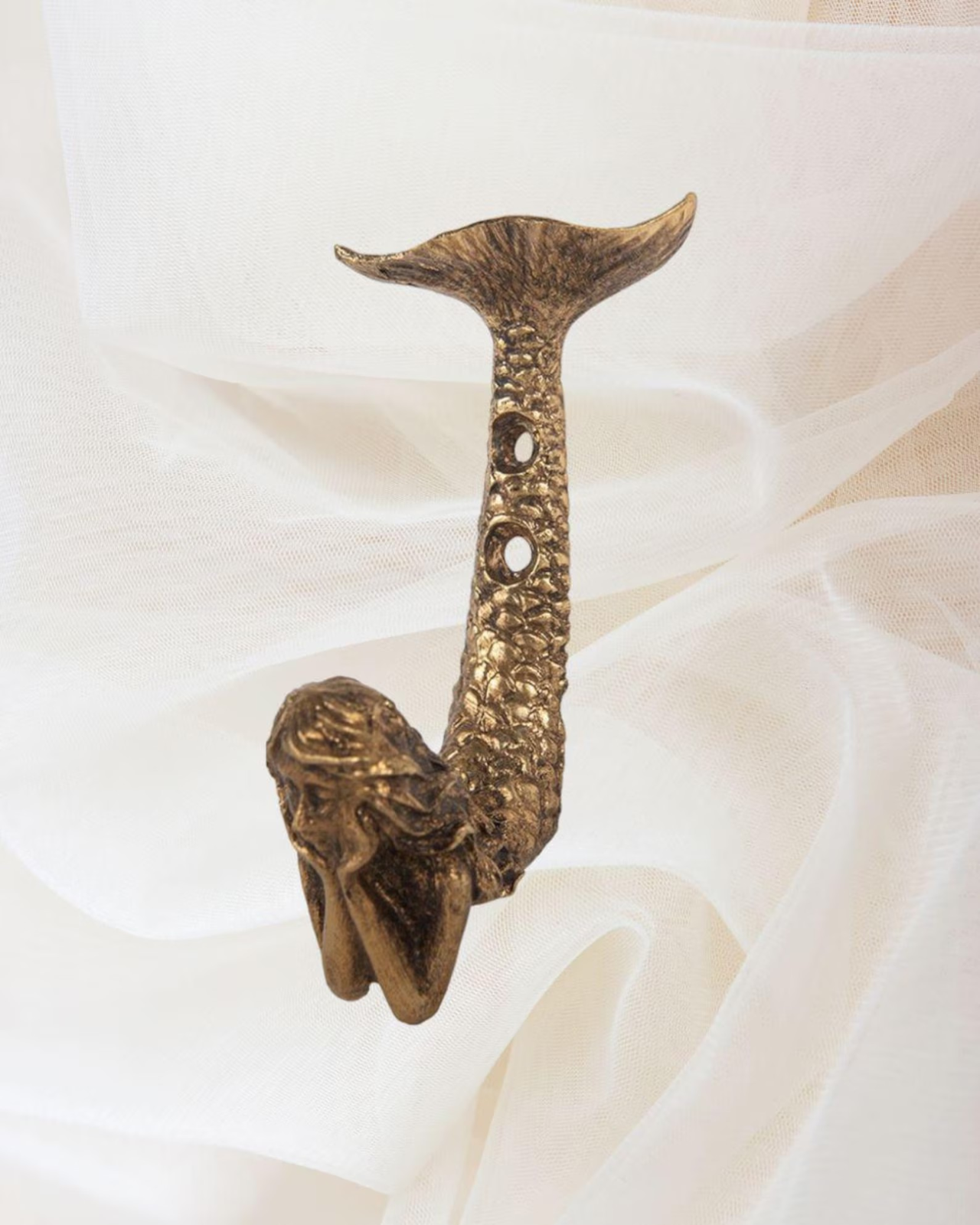 Metal Gold Mermaid Wall Hook Vintage Nautical Coat Key Towel Hanger Bathroom