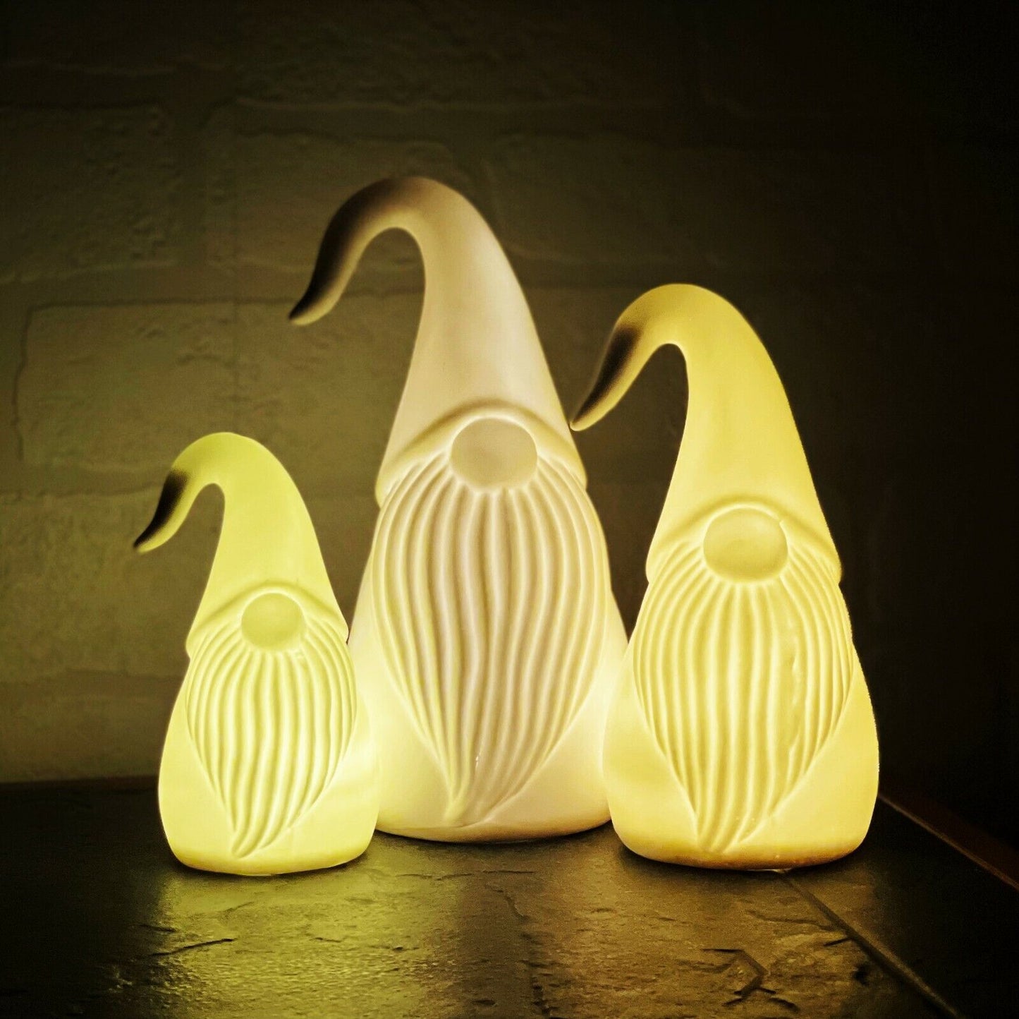Set Of 3 Christmas Gnomes Gonks LED Warm White Light Up Xmas Decorative Ornament
