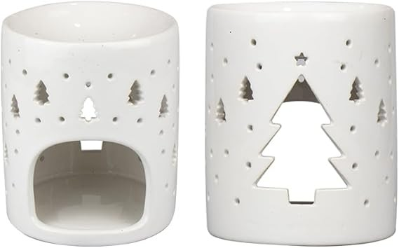 White Christmas Tree/Snowflake Ceramic Decor Wax Melt Burner Tea Light Holder