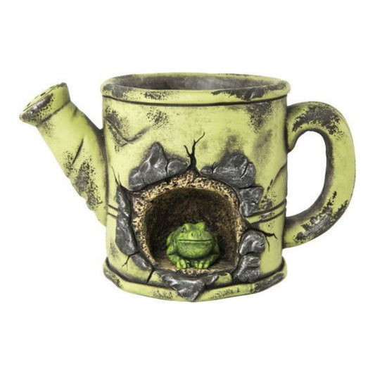 Cement Teapot with Frog Planter 25cm Outdoor Garden Flower Plant Pot Novelty