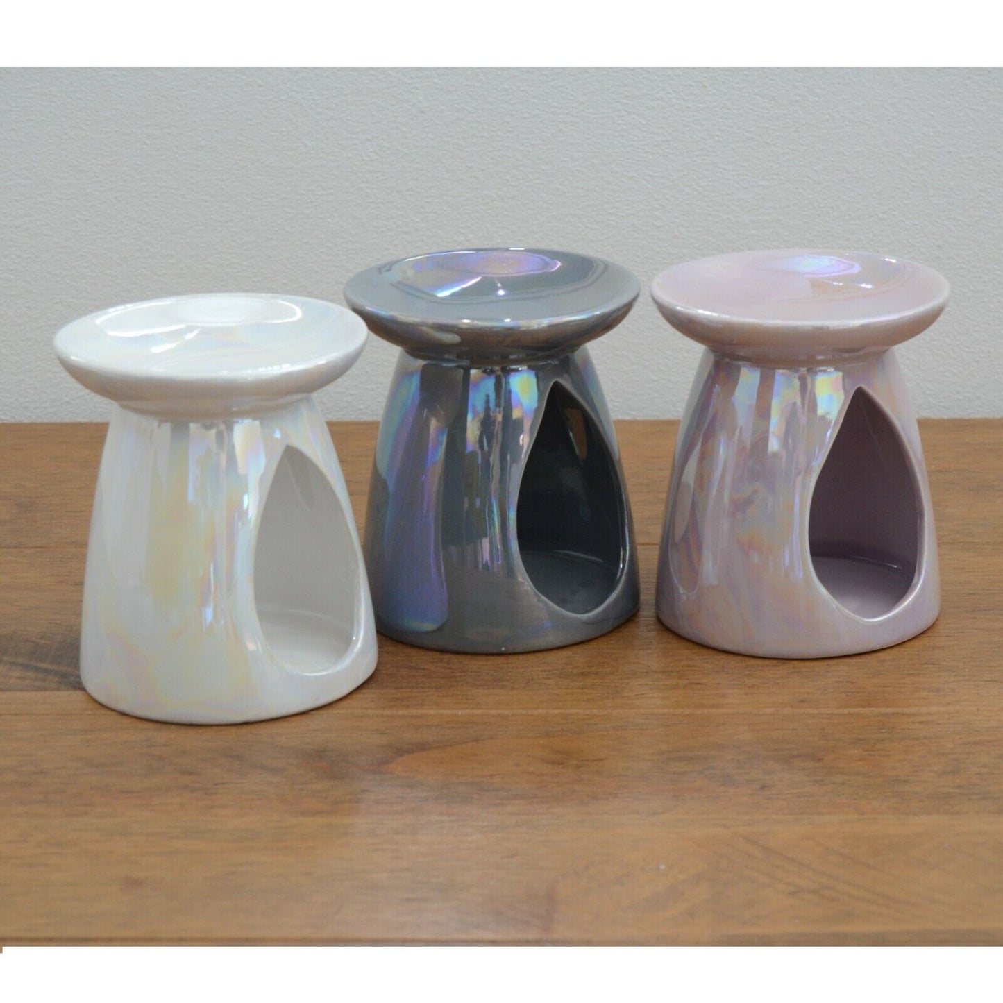13cm Tall Ceramic Pearlised Fragrance Oil Wax Melt Burner Tealight Candle Holder