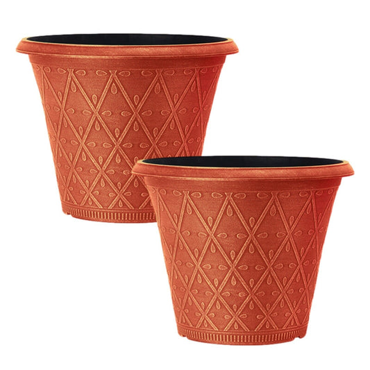 2Pc Plastic Prisma Planters 30cm Festive Red 9L Pots Garden Plant Pots Cover