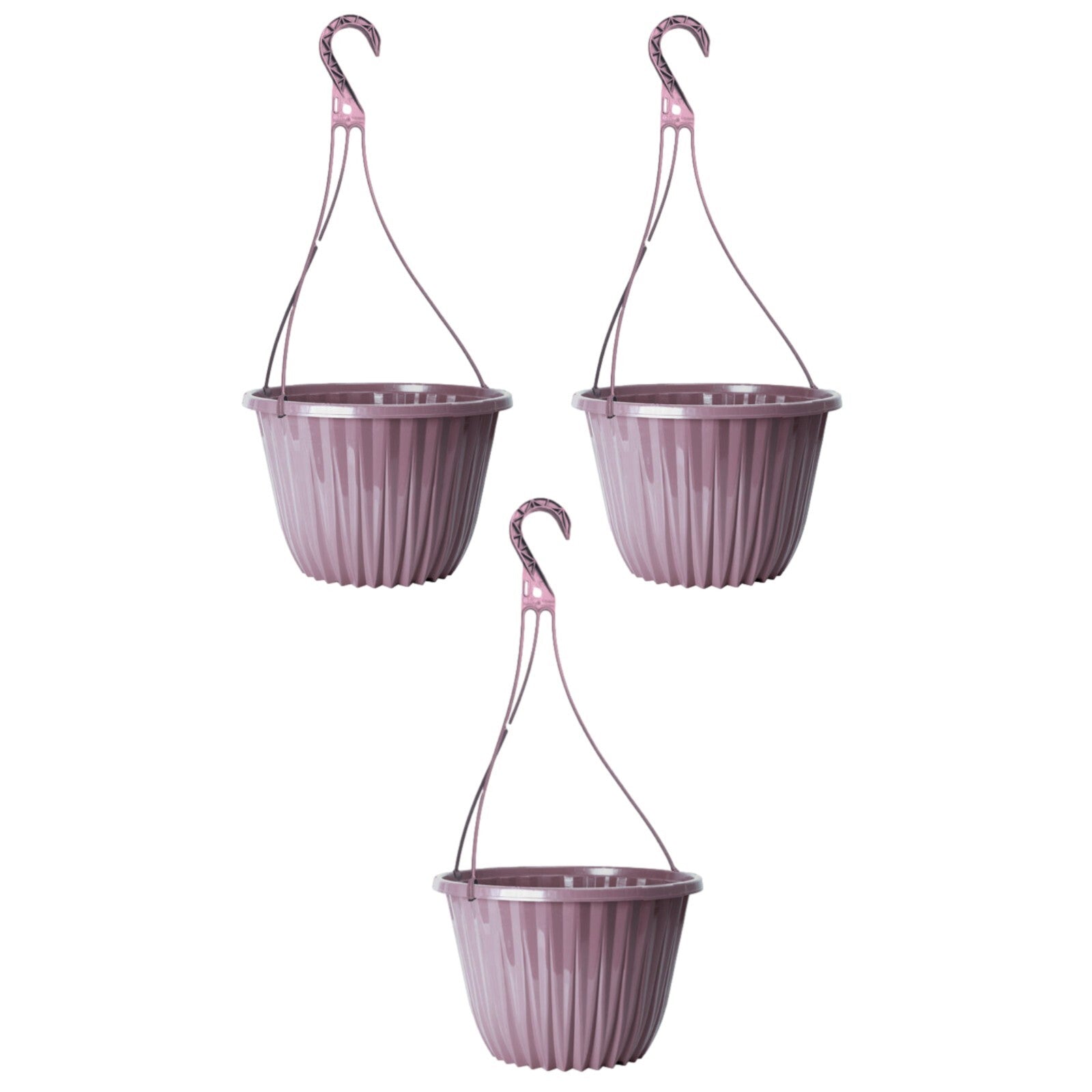Plastic Purple Hanging Basket 27cm Plant Pot 7L Home Garden Hook Planter Glossy