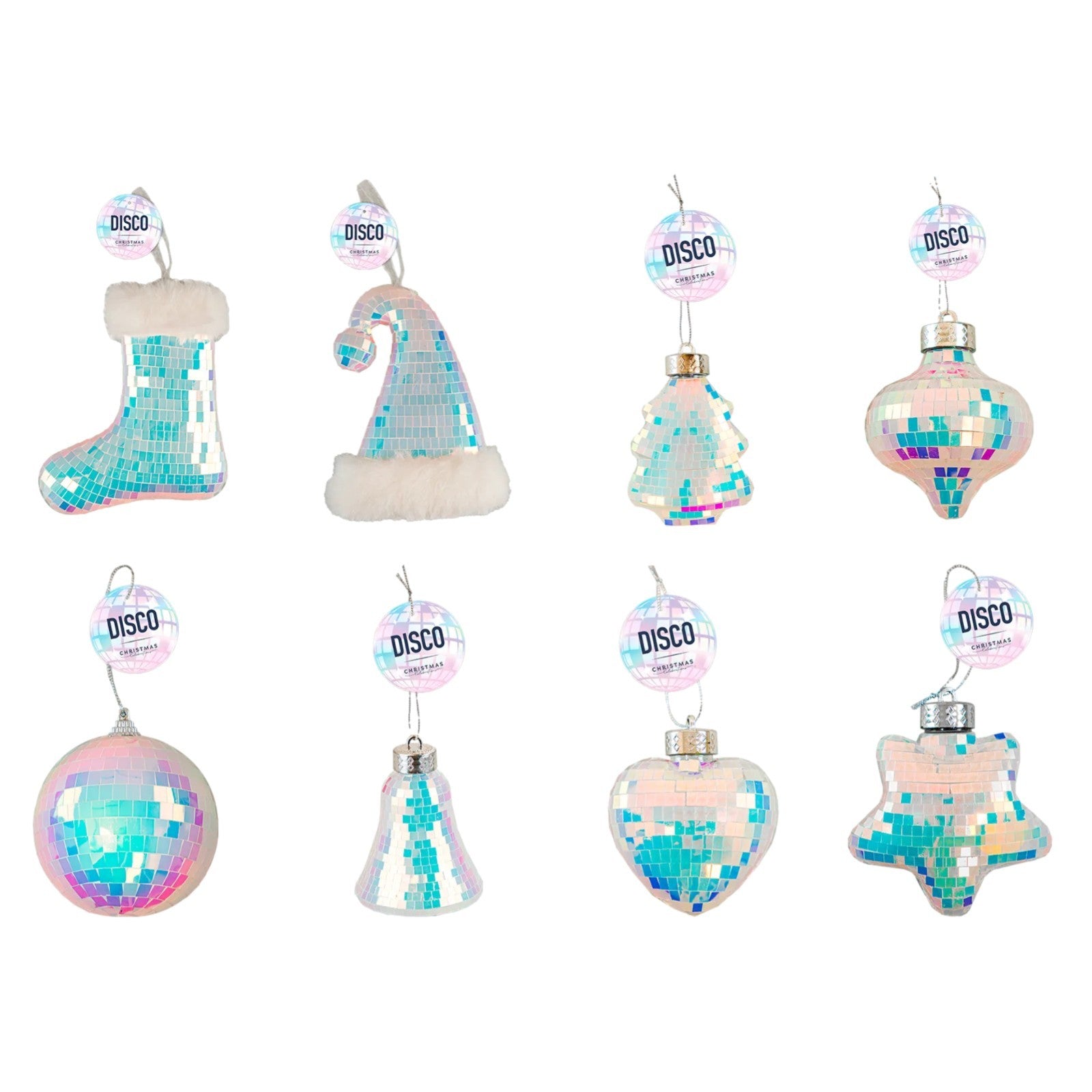 Disco Christmas Tree Hanging Iridescent Mirror Ornaments Xmas Festive Home Party