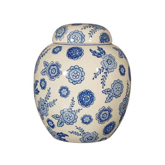 19cm Ceramic Blue Willow Ginger Jar Home Decor Ornament Cotton Bathroom Storage