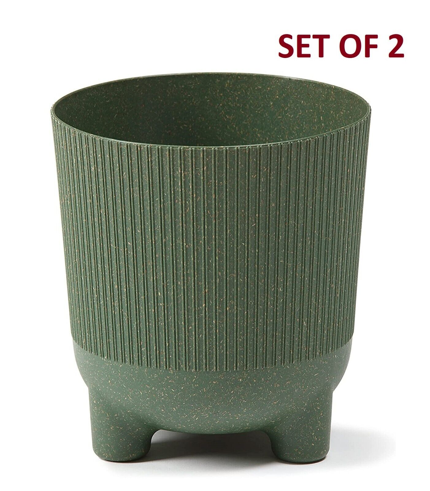 16 cm Eco Recycled Wood Plastic Green Round Indoor Planter Cover With Feet