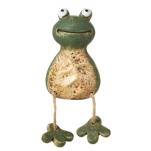 Ceramic Green Frog Funny Ornament Shelf Sitter Figurine Home Decorative Gift