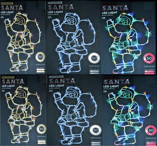 44cm Santa 50 LED Window Hanging Silhouette Battery Lights Xmas Dual Function