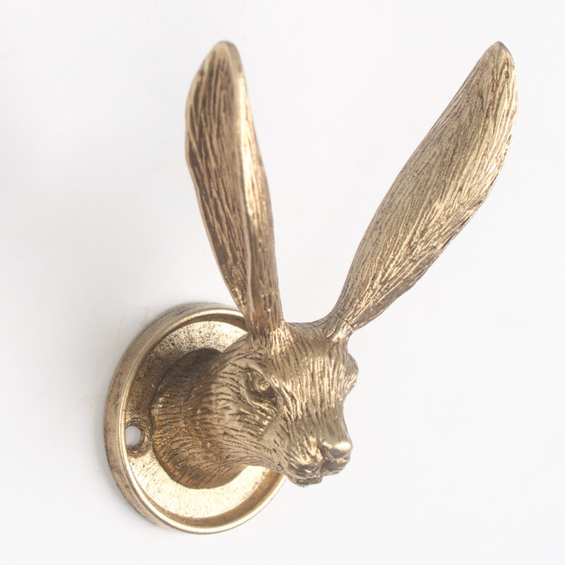 3Pc Metal Gold Hare Hook Vintage Rabbit Figurine Leads Coat Bunny Wall Hanger