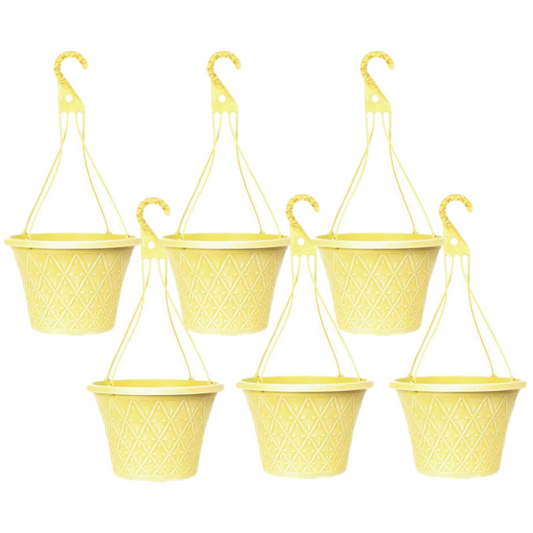 Hanging Baskets 6Pcs 30cm 12 Inch Yellow Outdoor Planter Decorative Outdoor Pot
