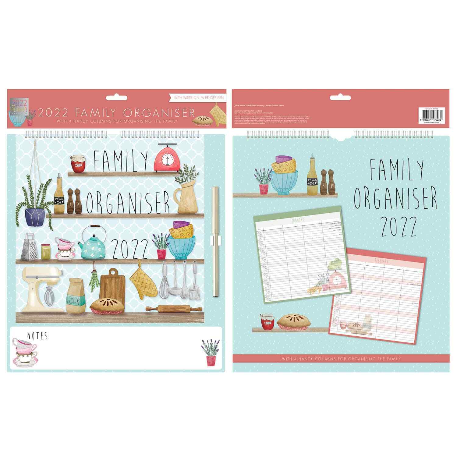 2022 Family Organiser Planner Calendar Hanging Memo Board Mum's Diary Notes