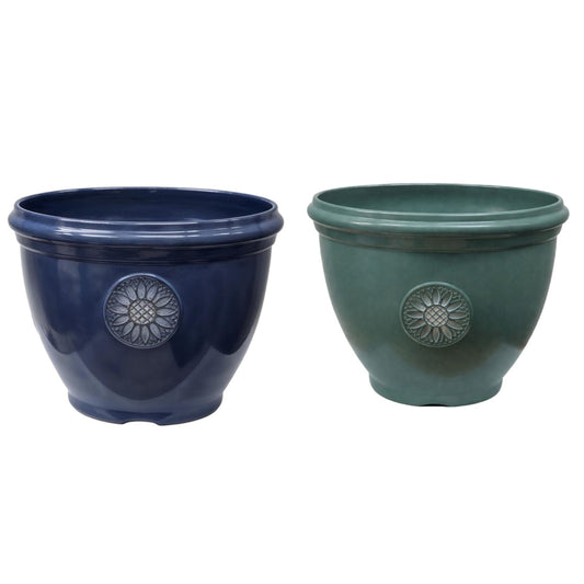 Round Plant Pot 30cm Garden Outdoor 11L Pot Sunflower Planter Glossy Home Decor