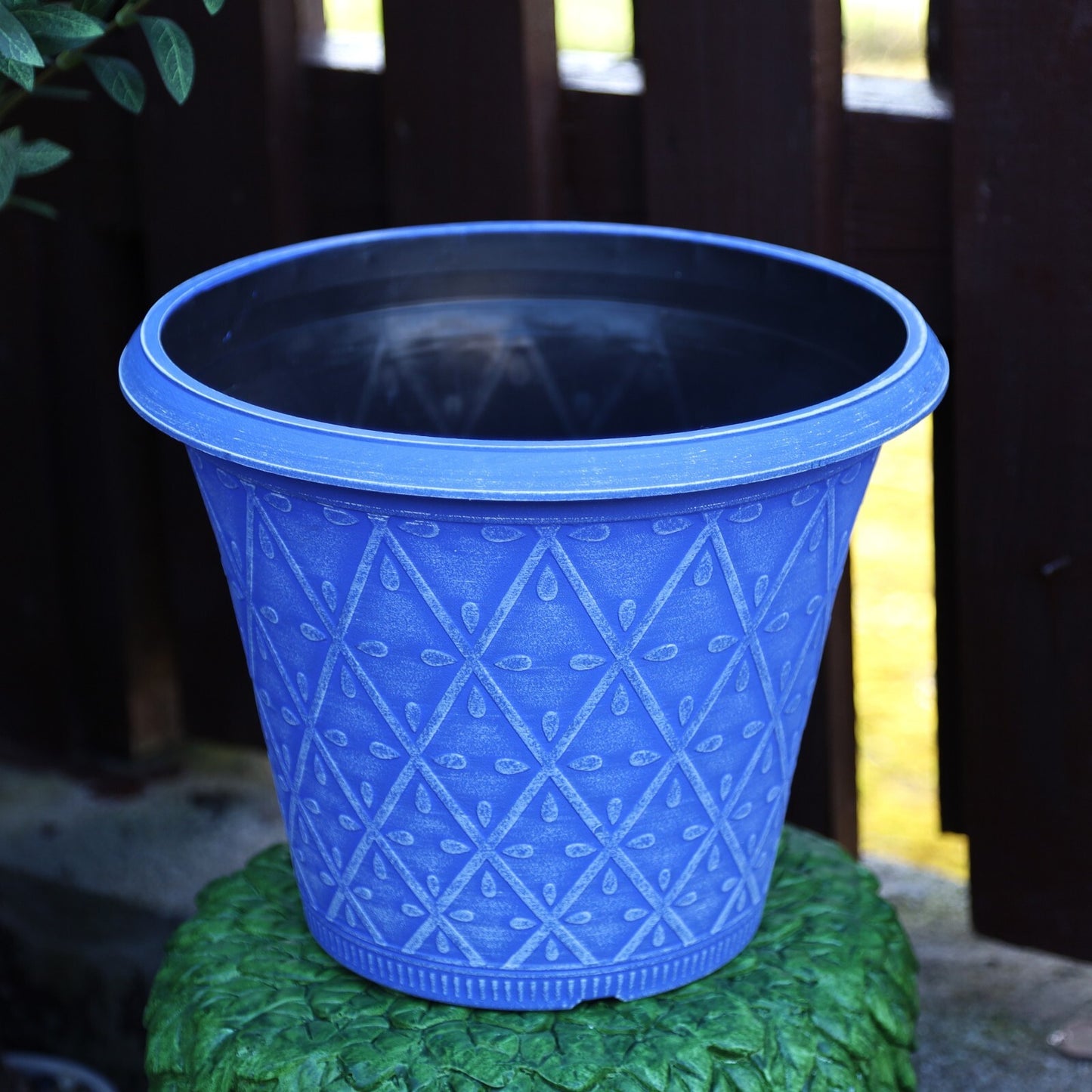 Planter Set of 2 Round 30cm Garden Plant Pot Marine Blue Outdoor Decor Cover