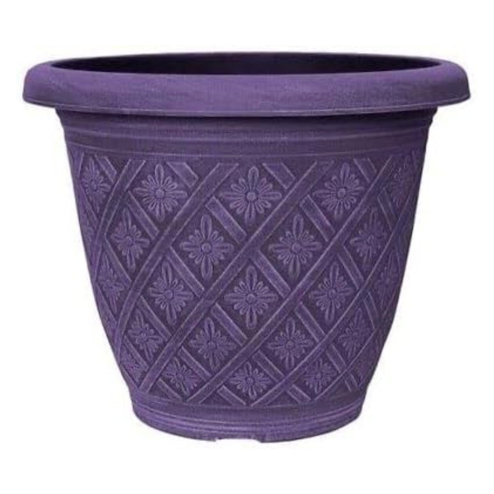 Round Plastic Plant Pot 40cm Weatherproof 23L Woven Flower Garden Decor Planter