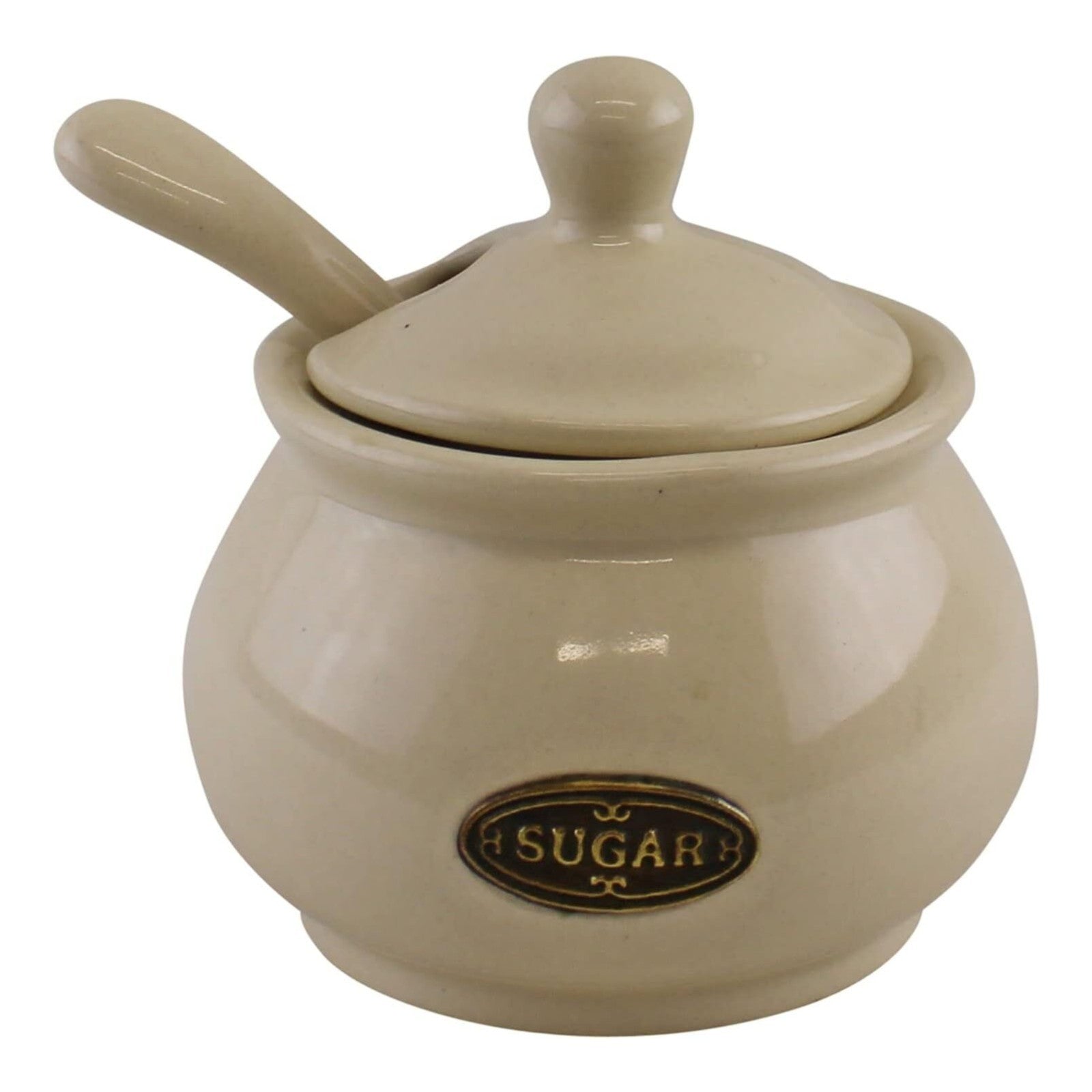 Ceramic Rustic Cream Sugar Pot with Lid, Spoon Home Office Pot with Tea Serving