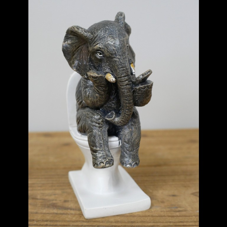 Resin Elephant on the Loo Bull Decorative Sculpture Ornament Statue Funny Gift