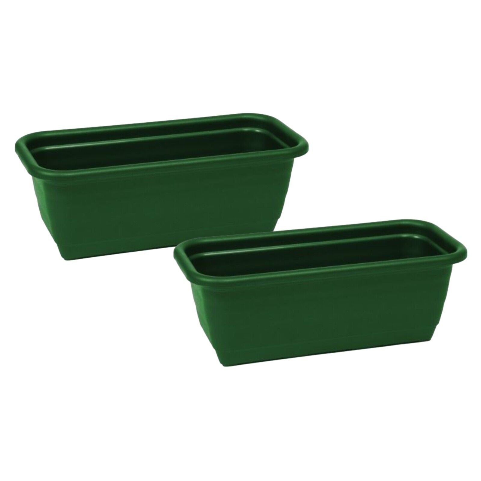 2Pc Plastic Oval Green Balcony Trough 40cm Outdoor 10.5L Garden Flower Planter