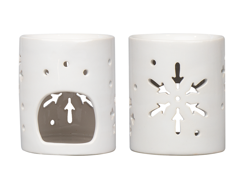 White Christmas Tree-Snowflake Ceramic Decor Wax Melt Burner Tea Light Holder