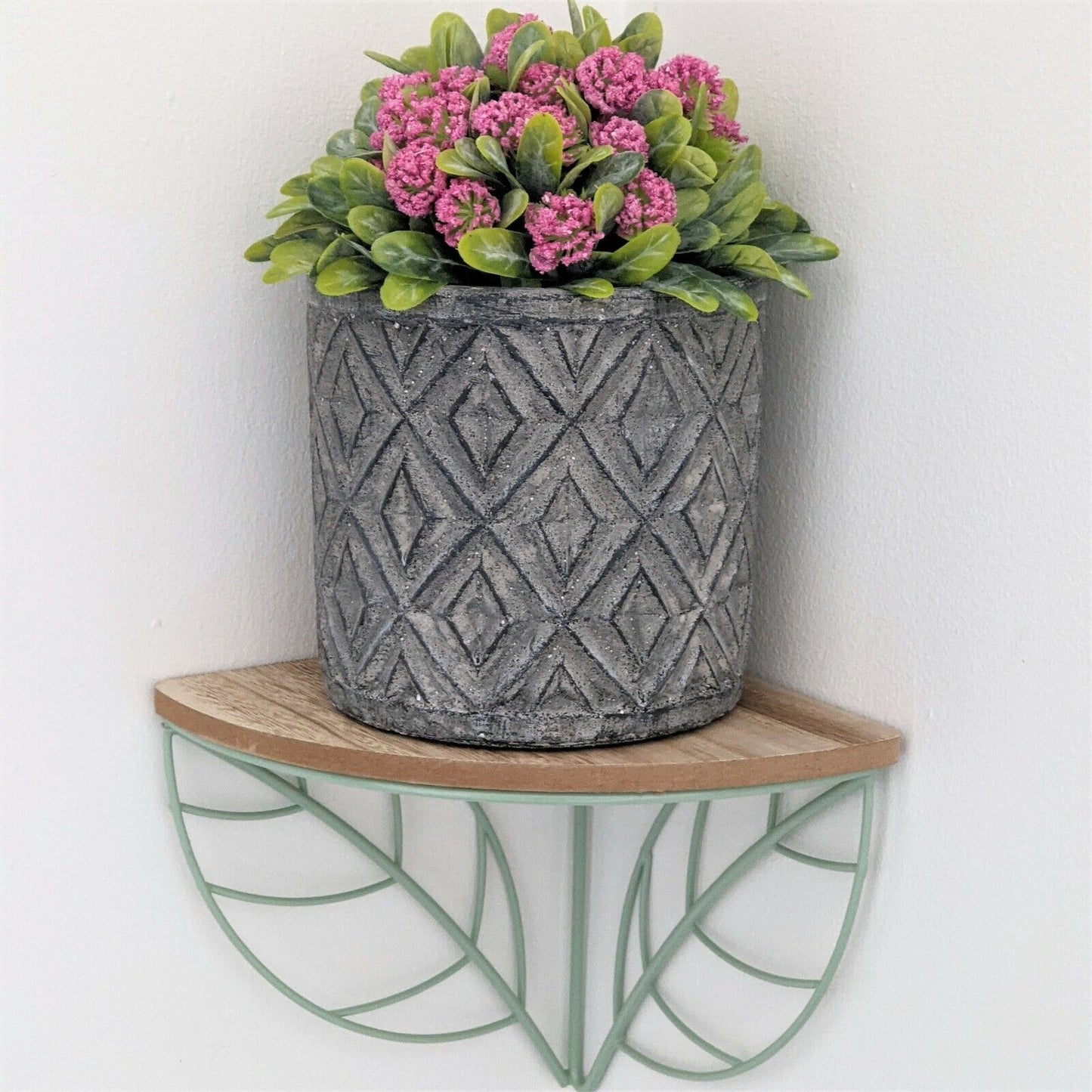 Grey Stone Planter 14cm Round Herb Flower Plant Pot Window box Indoor Outdoor