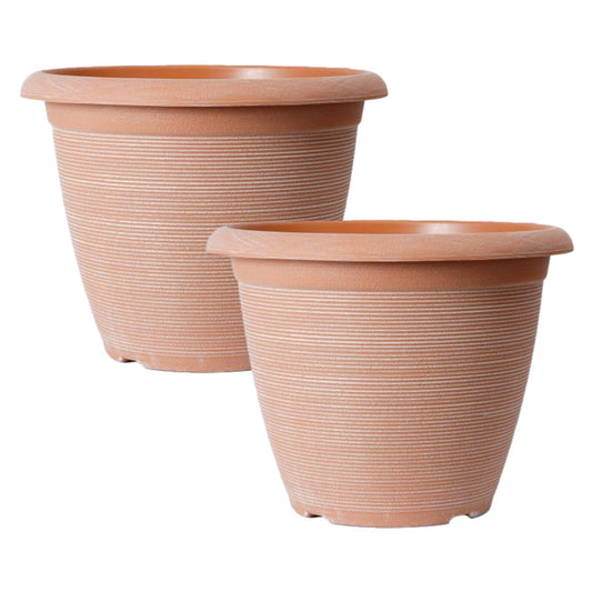 Round Plastic Plant Pot 35cm Orange 12.5L Pot Home Garden Outdoor Planter Cover