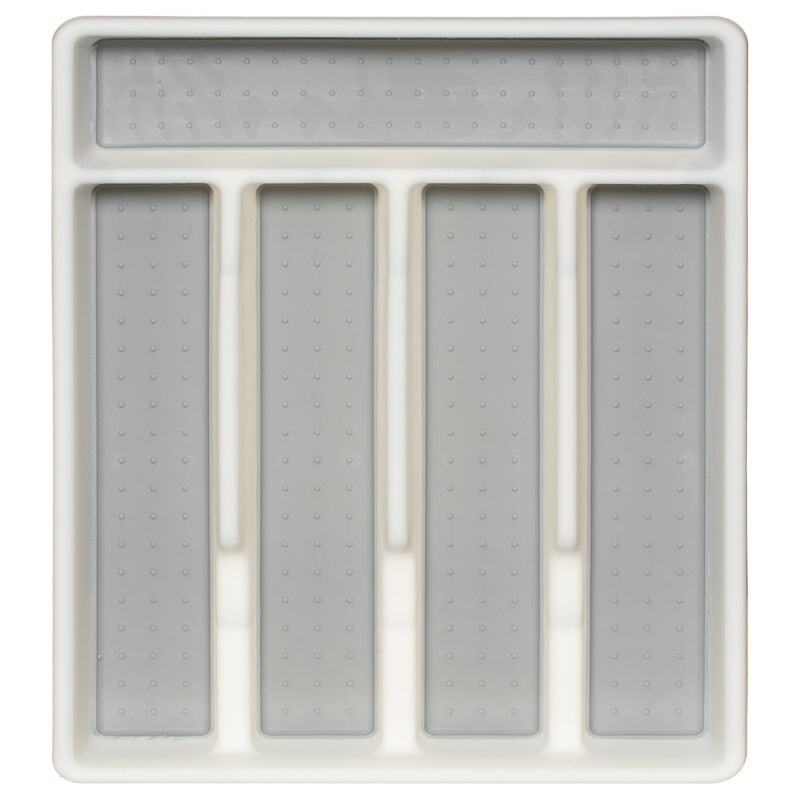 White Plastic Kitchen Cutlery Tray Organiser Rack Holder Non Slip Tidy Storage