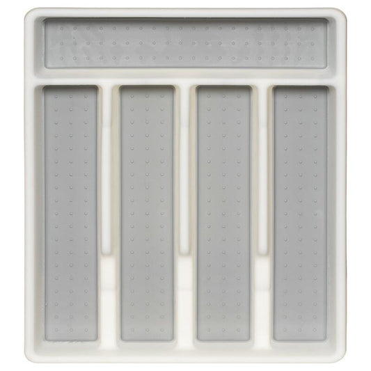 White Plastic Kitchen Cutlery Tray Organiser Rack Holder Non Slip Tidy Storage