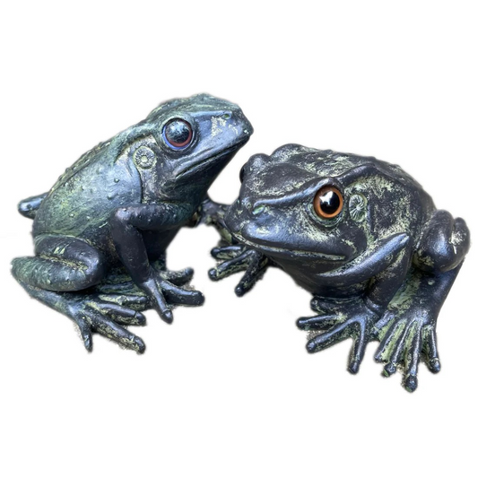 2Pc Green Resin Frog Statues Real Life Animal Indoor Outdoor Sculpture Ornaments