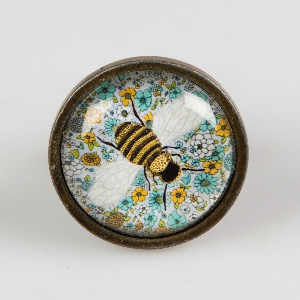 Vintage Summer Floral Metal Bee Cupboard Drawer Knob Metal Pull Door Handle 
