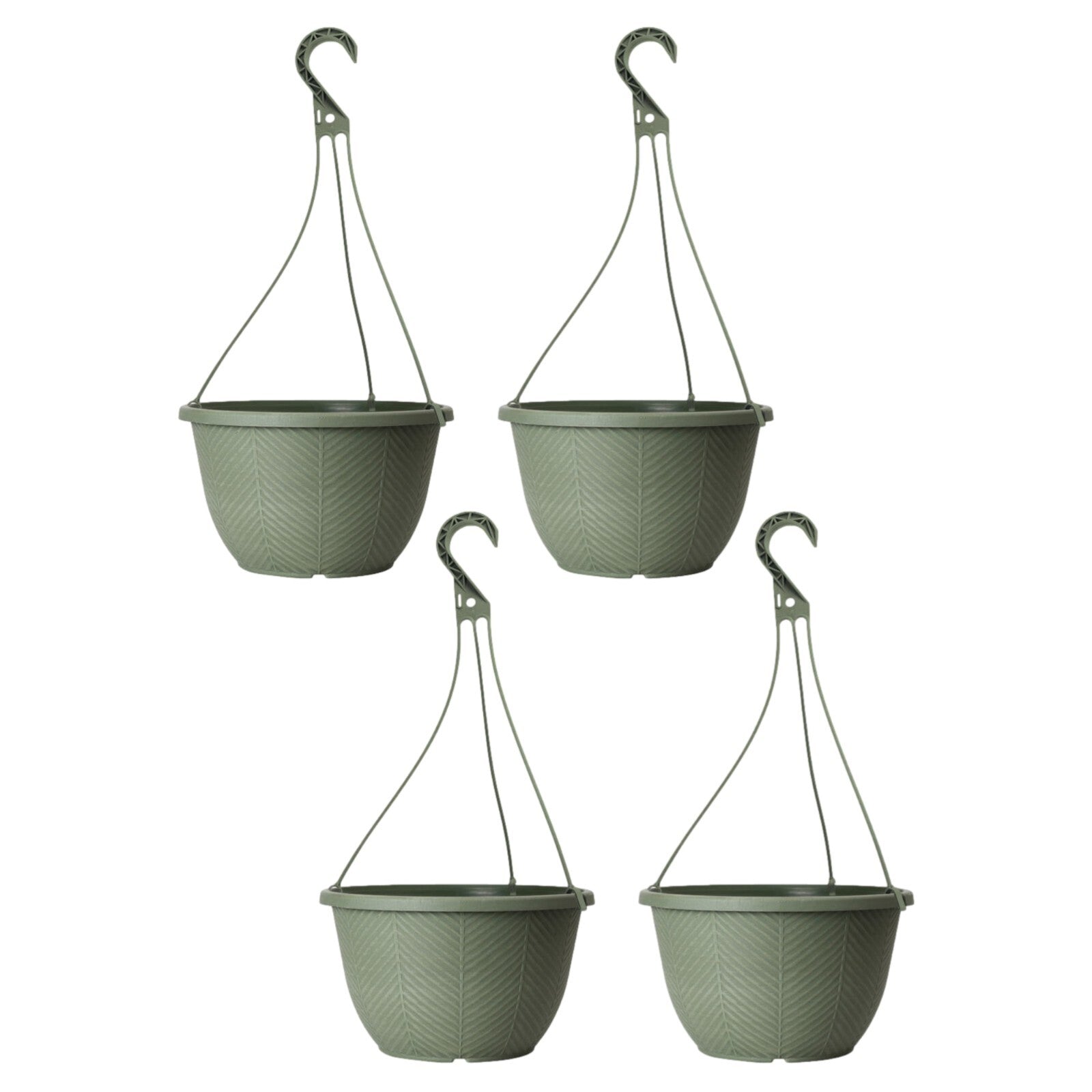 Round Plastic Green Hanging Basket 30cm Plant Pot 8L Home Garden Hook Planter