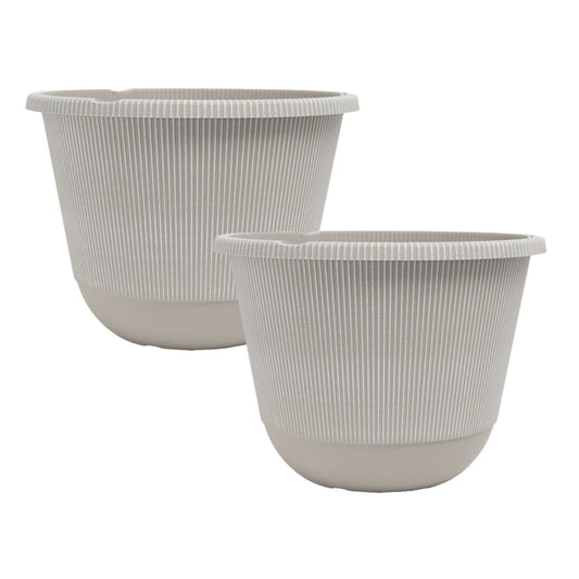 Round Grey Plastic Plant Pot 30cm Indoor 9L Garden Outdoor Flower Planter Cover