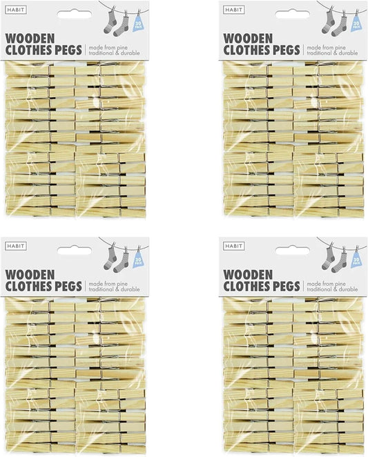 Pine Wooden Natural Clothes Pegs 120 Pieces Strong Pegs Fits Any Clothesline