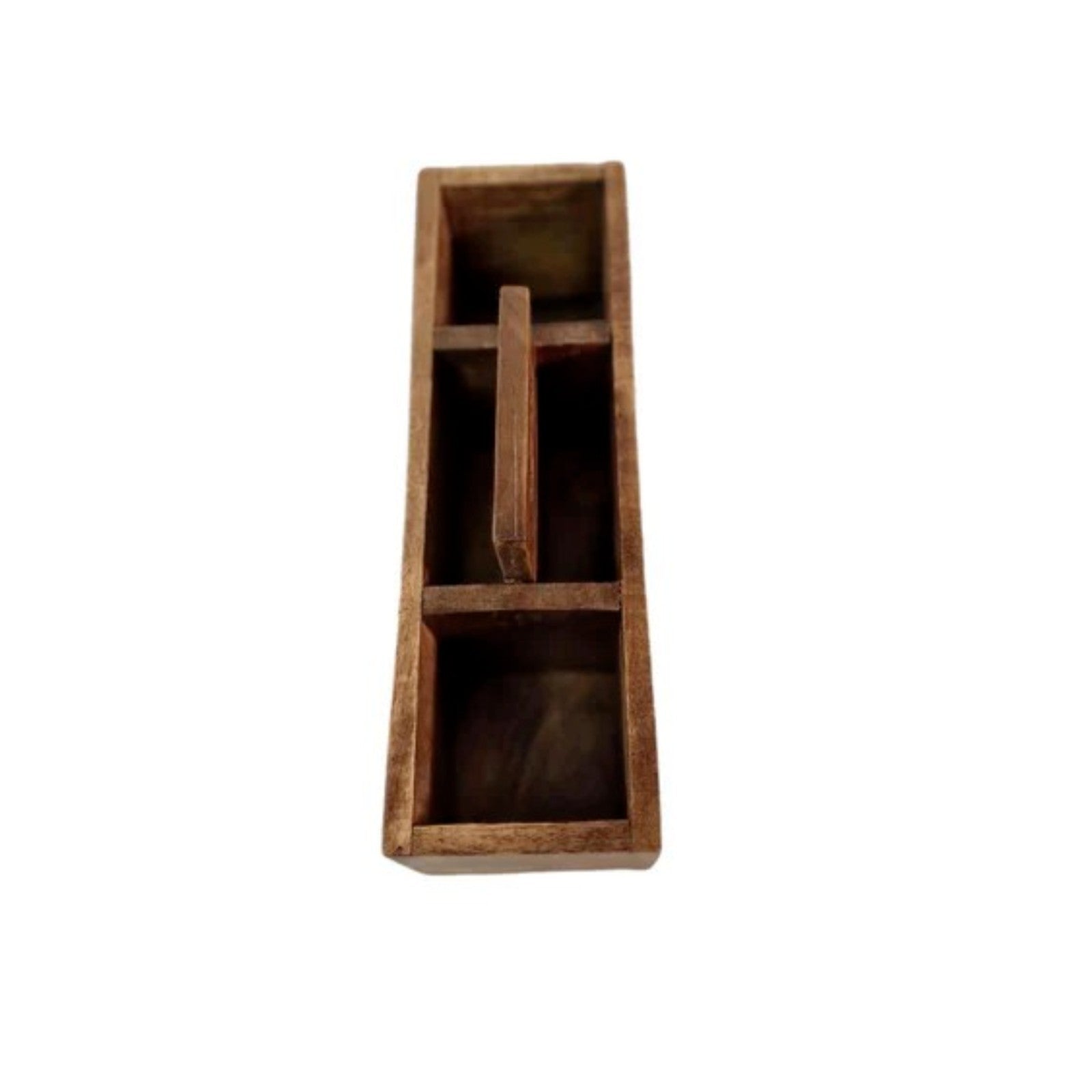 Mango Wood Cutlery Stand with Handle Kitchen Dining Table Caddy Utensils Holder