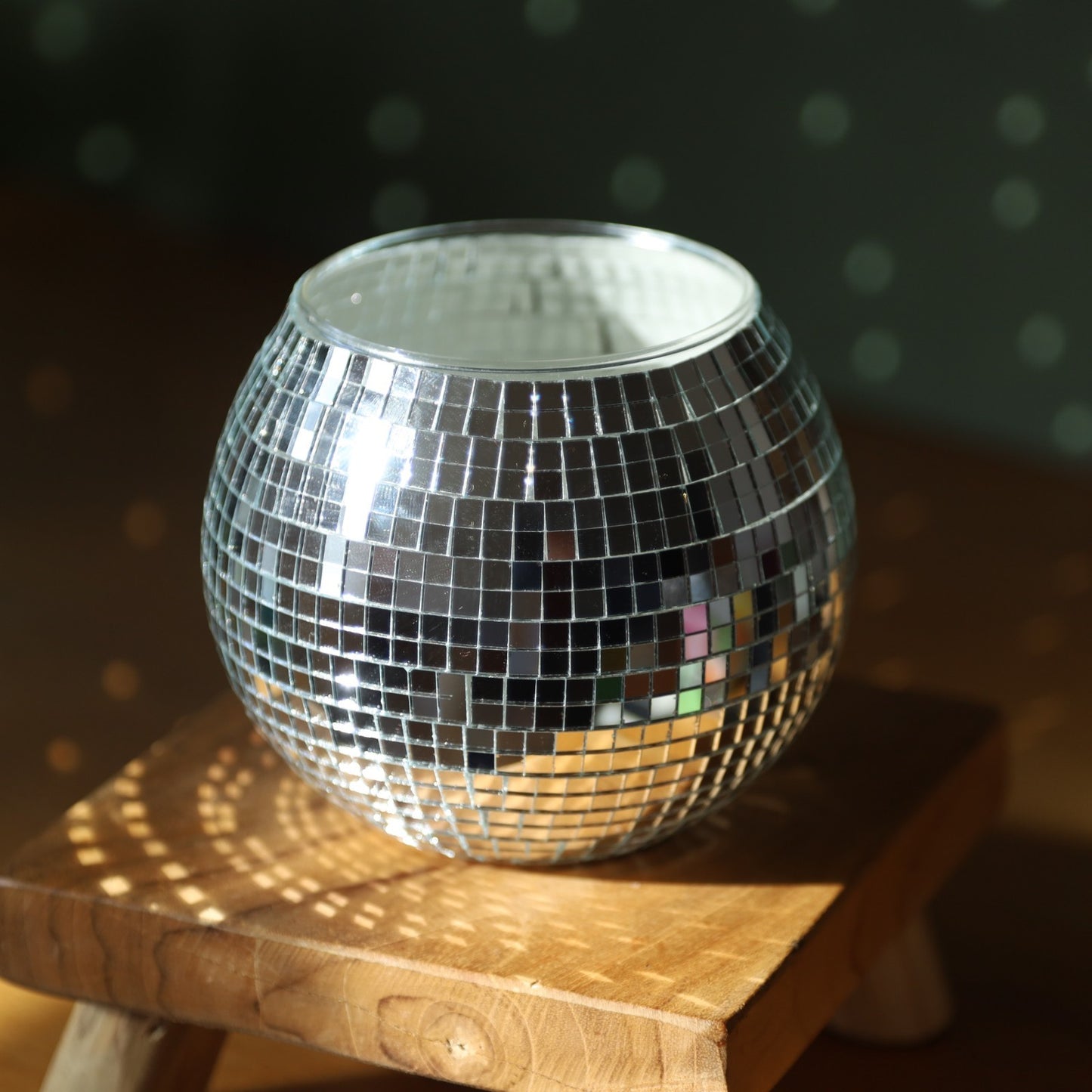 Round Disco Glass Ball Plant Pot 12cm Utensils Holder Garden Flower Planter Home