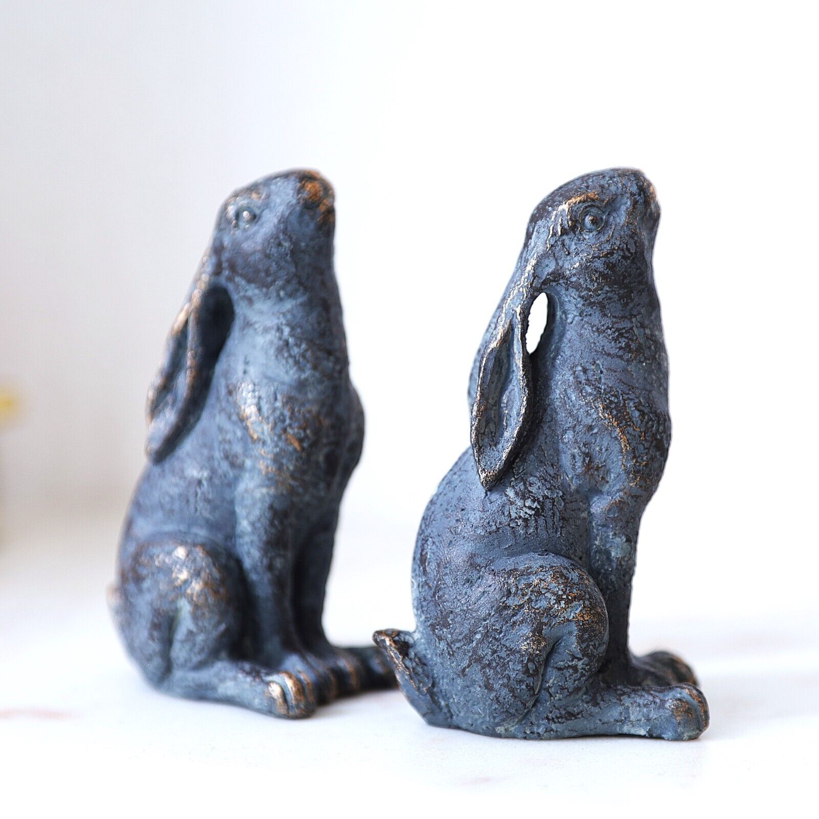 2Pc Ceramic Moon Gazing Hare Ornament Home Living Room Decor Ornament Figurine