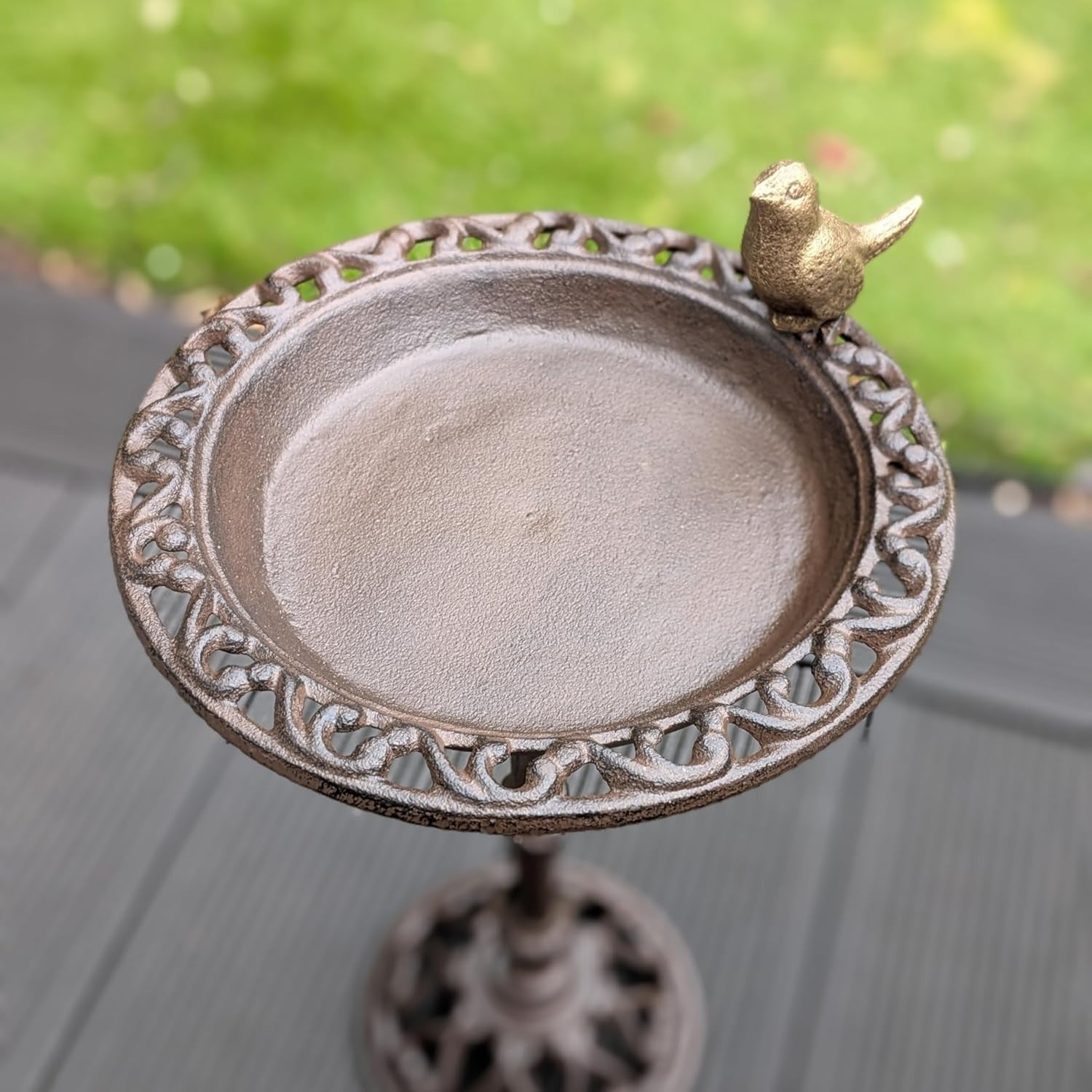 Cast Iron 38cm Tall Bird Bath Feeder for Small Wild Birds Water Food on Stand