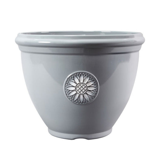 Round Grey Plant Pot 30cm Garden Outdoor 11L Pot Sunflower Planter Gloss Finish