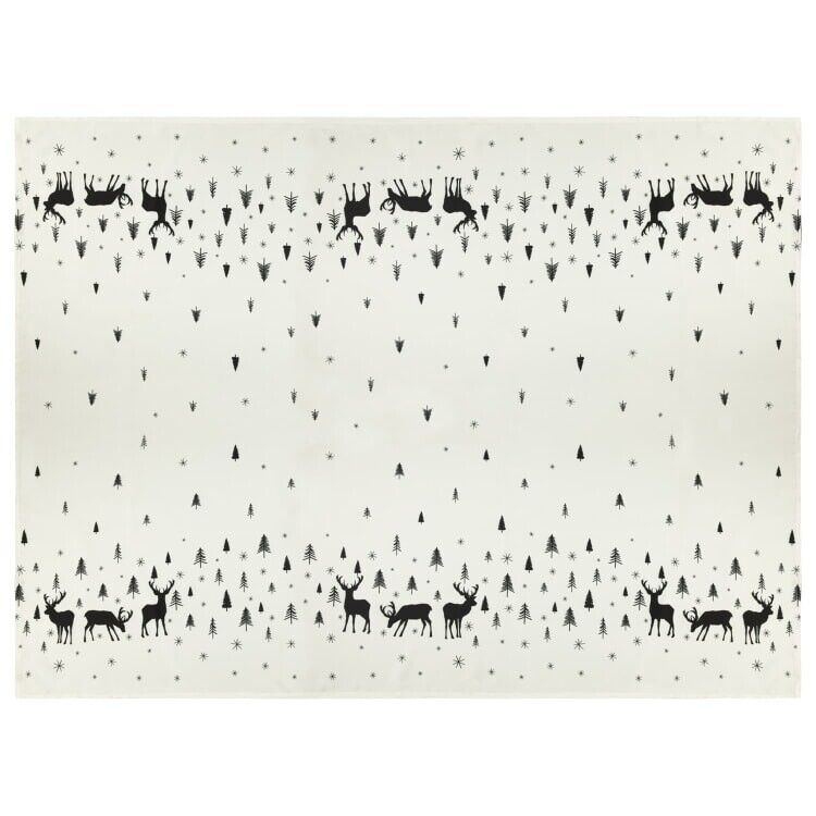 Luxury Christmas Jacquard Winter Stag Table Cloth Cover Protector 230cm White