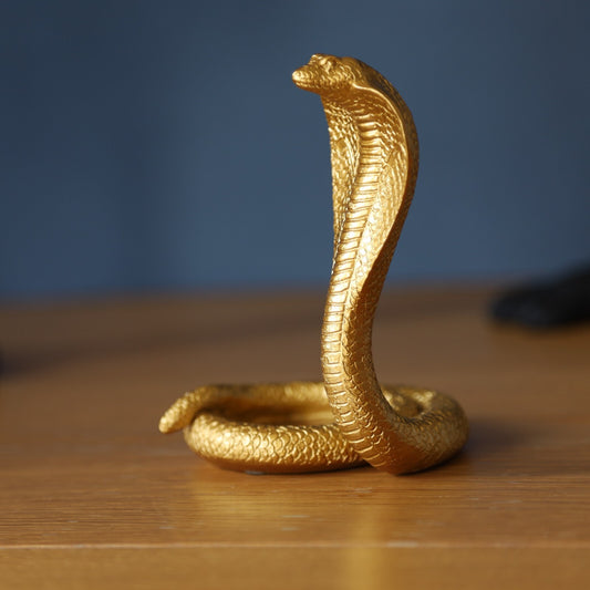 Gold Resin Cobra Tealight Candle Holder Snake Shaped T-Light Ornament Decor Gift