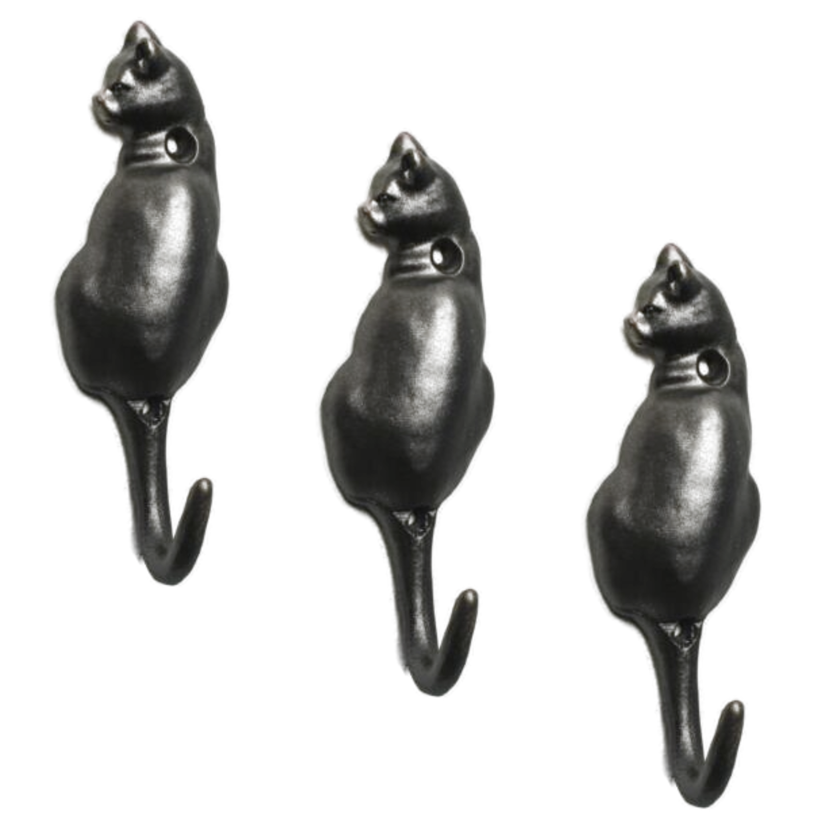 3Pc Cast Iron Hook Rustic Vintage Cat Tail Hook Leads Coat Keys Wall Hanger Hook