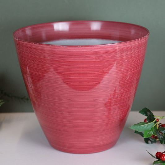 30cm Large Plastic Round Coral Pink Savannah Planter Plant Flowers Pot Cover