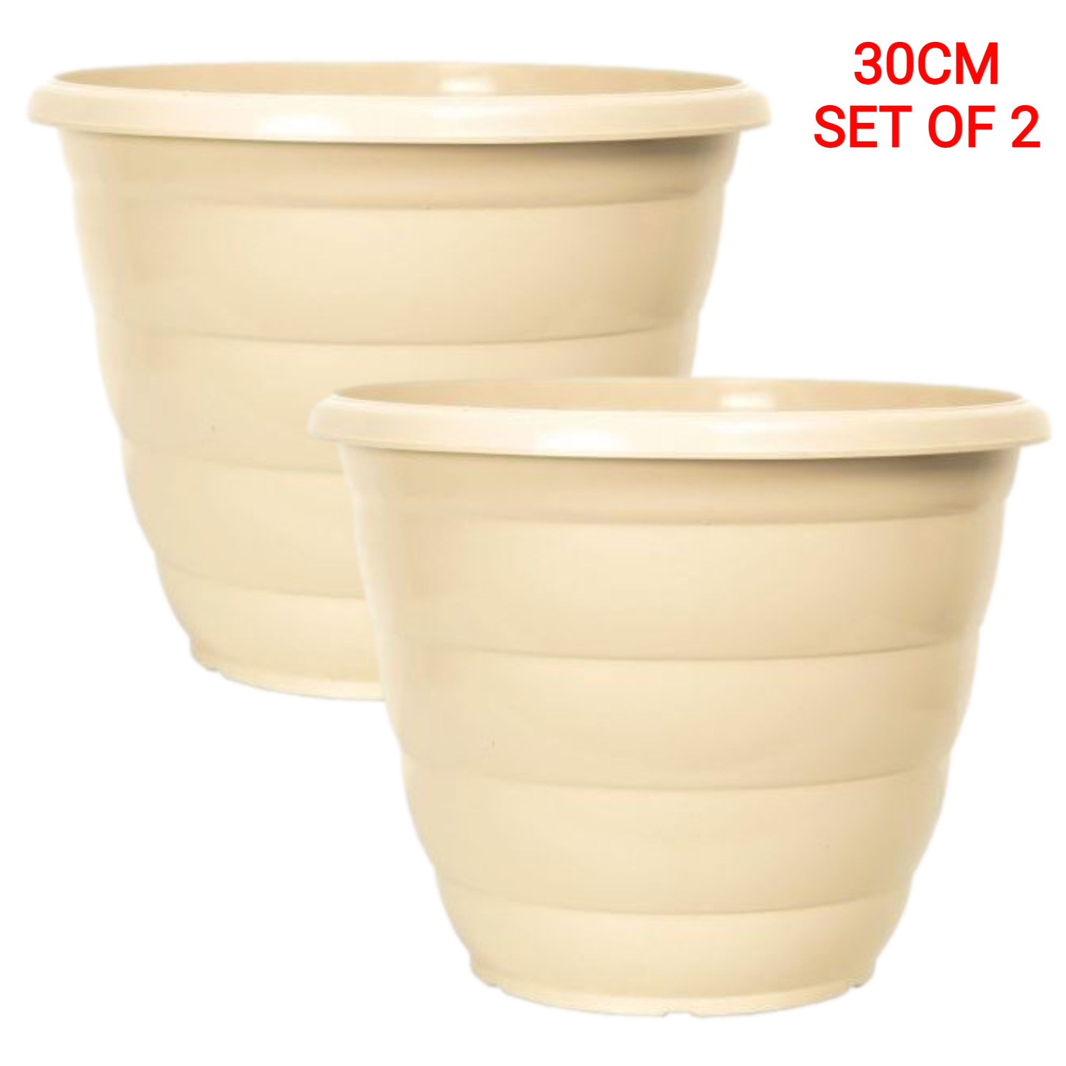 2 Pcs 30cm Cream Beehive Plant Pots Garden Outdoor 9.5L Gloss Patio Planter