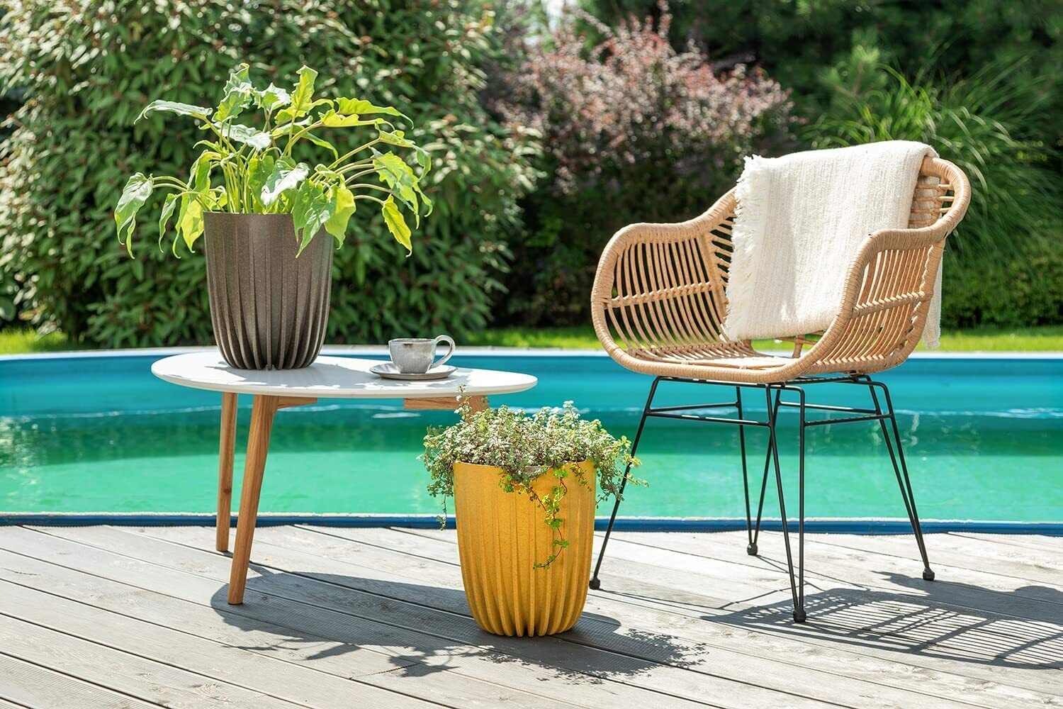 Mustard Yellow Plastic Plant Pot 15cm Round Garden Planter Cover Garden Decor