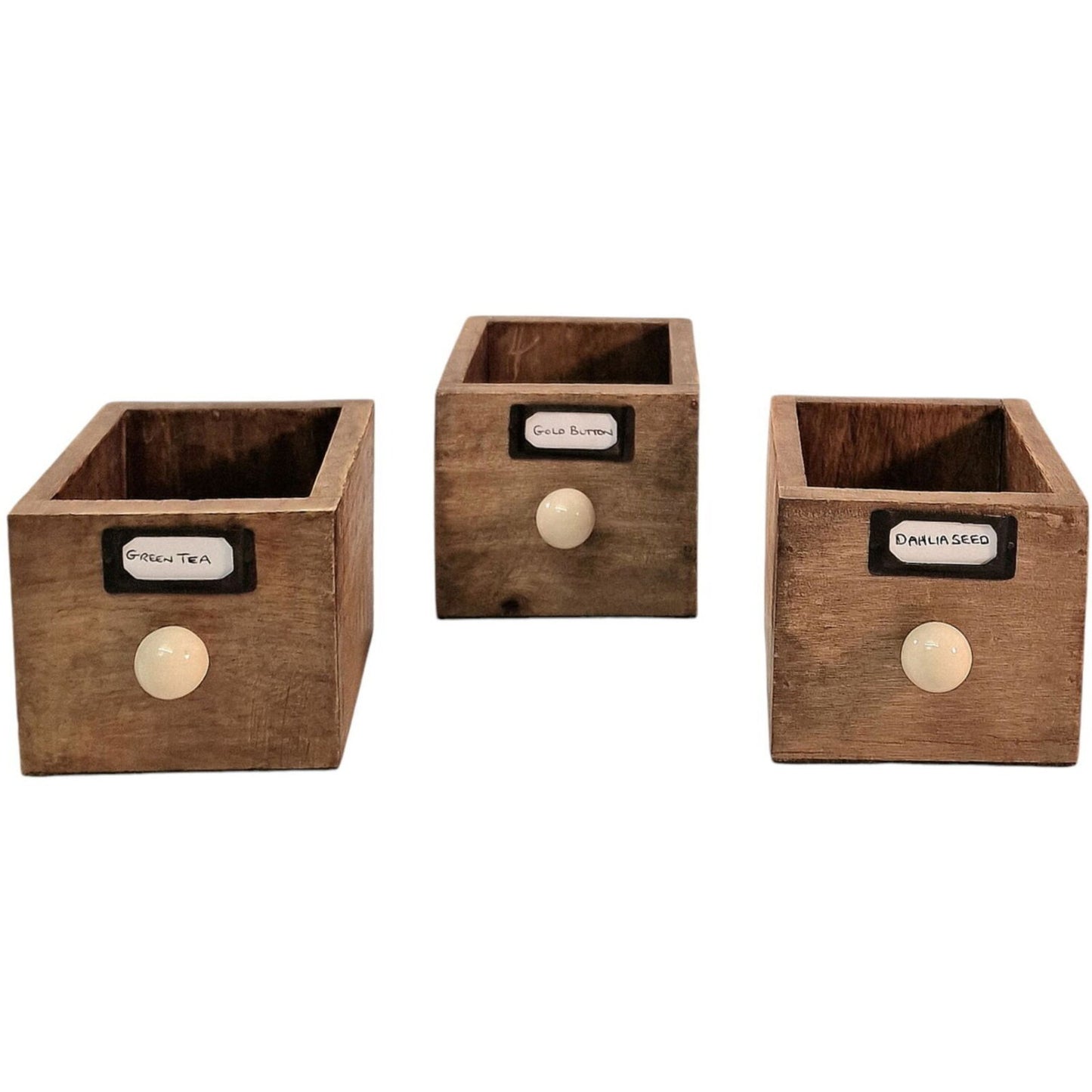 9 Drawer Solid Mango Wooden Trinket Chest/Draw With Ceramic Knob Handles Storage