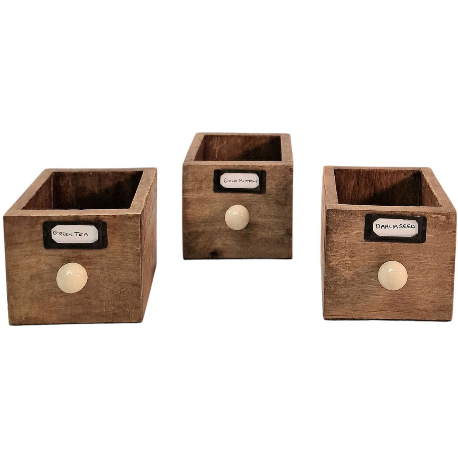 9 Drawer Solid Mango Wooden Trinket Chest/Draw With Ceramic Knob Handles Storage